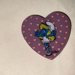 Vintage 1983 Wallace Berrie Smurfette Heart Shaped Pencil Eraser